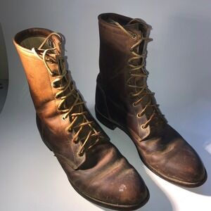 Justin Vintage Brown Leather Lace Up Work Boots Style 545 Size 9.5D